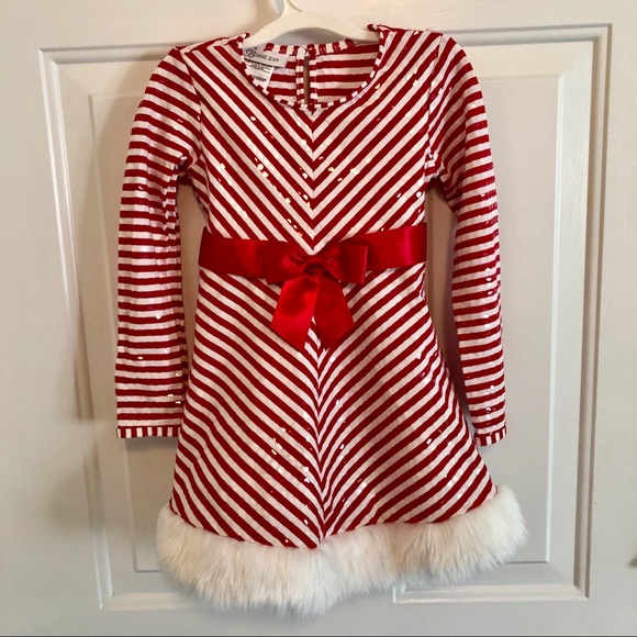 Bonnie Jean Candy Cane Stripe Dress Sz 